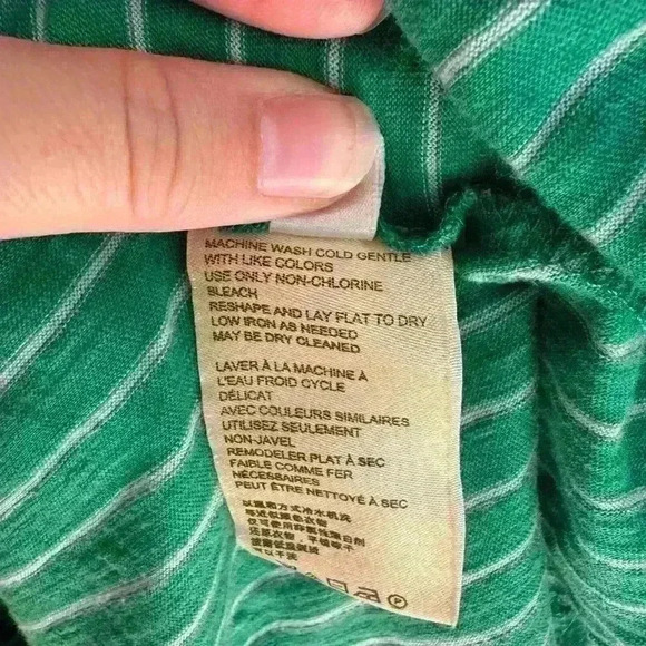 Anthropologie Laura Ruffle Top Striped Green and White Size XS - Picture 7 of 11